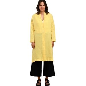 Humility Borino 100% Linen Duster Jacket XL/40 Yellow Lagenlook European Coastal